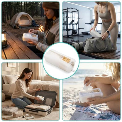 Cotton Pad Swab Travel Case, 2-in-1 Waterproof Organizer, VISFRESH (Clear) - color: Clear