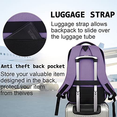 Volher Laptop Backpack,Business Travel Anti Theft Slim Durable Laptops Backpack,Water Resistant College Computer Bag for Women & Men Fits 15.6 Inch Laptop and Notebook-Purple - color: Purple, size: 15.6 Inch, style: Laptop