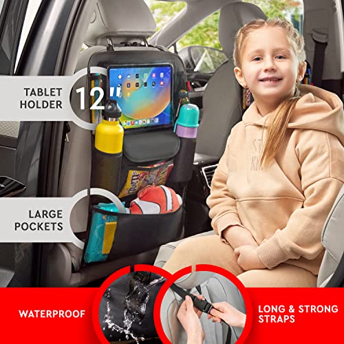 Helteko Car Seat Organizer, Ultra Version Kids Backseat Car Organizers and Storage, Waterproof Back Seat Protector Kick Mats with Tablet Holder 12" Car Accessories Interior, Gray, 2 Pack - color: Gray, size: 2 Pack