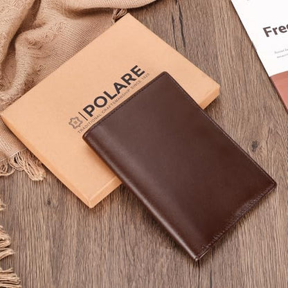 Polare Slim RFID Blocking Leather Passport Holder Travel Bifold Wallet For Men (Coffee) - color: Coffee