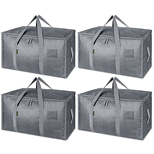 BALEINE 4-Pack Oversized Moving Bags with Reinforced Handles, Heavy-Duty Storage Tote for Clothes, Moving Supplies (Winter Grey, 4-Pack) - color: Winter Gray, size: 4-Pack