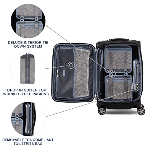 Travelpro Platinum Elite Softside Expandable Carry on Luggage, 8 Wheel Spinner Suitcase, USB Port, Suiter, Men and Women, Shadow Black, Carry On 21-Inch - color: Shadow Black, size: Carry-On 21-Inch