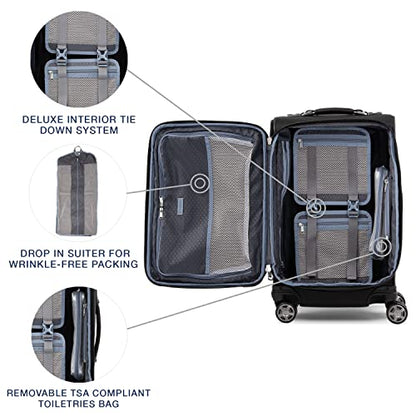 Travelpro Platinum Elite Softside Expandable Carry on Luggage, 8 Wheel Spinner Suitcase, USB Port, Suiter, Men and Women, Shadow Black, Carry On 21-Inch - color: Shadow Black, size: Carry-On 21-Inch