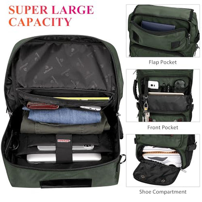 WITZMAN Carry on Travel Backpack for Men Women Airline Approved Convertible Nylon Duffle Backpack Luggage Bag (B682 Army Green) - color: 02.army Green