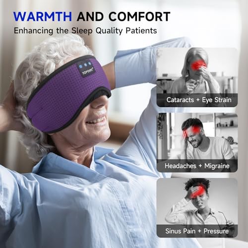 TOPOINT Sleep Mask Headphones Bluetooth Wireless 5.4, Breathable Cotton Eye Mask for Sleeping Side Sleepers Travel Music Headsets with Microphone Handsfree Men Women - color: Deep Purple, style: Breathable
