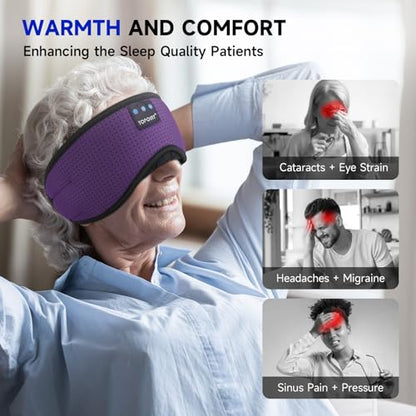 TOPOINT Sleep Mask Headphones Bluetooth Wireless 5.4, Breathable Cotton Eye Mask for Sleeping Side Sleepers Travel Music Headsets with Microphone Handsfree Men Women - color: Deep Purple, style: Breathable