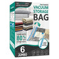 Cozy Essential Vacuum Storage Bags, 80% Compression Vacuum Seal Space Saver Plastic Packaging Bags for Clothes, Blankets, Pillow, Bedding, Comforters, Sealer Clothing Storage,6 Jumbo