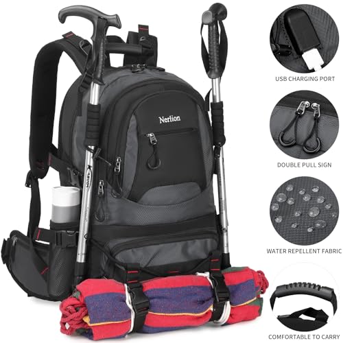 Nerlion 40L Hiking Backpack Travel Backpack for Men Women Camping Waterproof Outdoor Hiking Daypack Lightweight Backpack (Dark Gray) - color: A7- Dark Gray