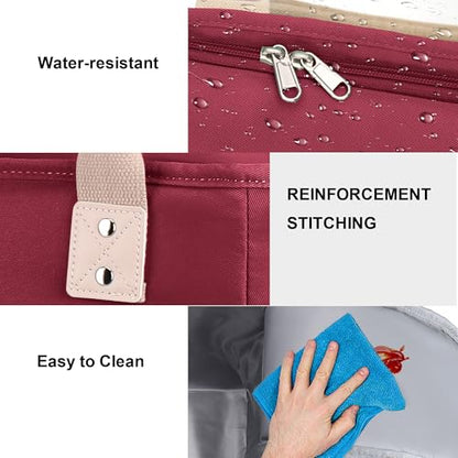 Hafmall Large Insulated Lunch Bag for Adults, Wide Opening Insulated Bag with Shoulder Strap,Loncheras para Mujer, Reusable Adult Lunch Tote Bag For Work, Picnic(Red) - color: Red