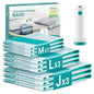 SONGMICS Vacuum Storage Bags, Rechargeable Portable Electric Pump, Space Saver Vacuum Seal Suction Bags for Clothing Travel Bedding Comforters, Reusable, 9 Pack, 3M/3L/3J, Transparent ULVB202W101 - style: 3M+3L+3J+USB Pump