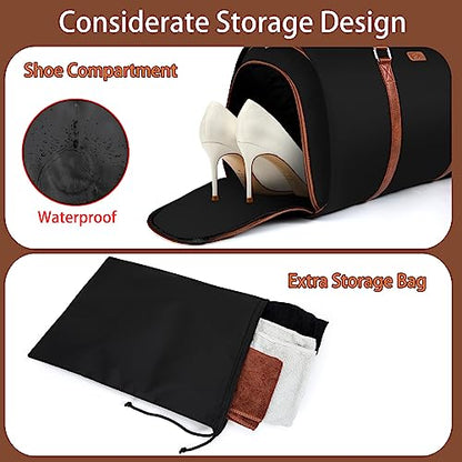 Convertible 2-in-1 Garment Bags for Travel, 50L Carry On Garment Duffle Bag With Shoe Compartment Large Weekender Bag for Women Men Hanging Suitcase Suit Travel Duffel Overnight Bags - color: 2-Black