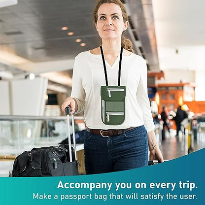 Travel Neck Wallet, RFID Blocking Passport Holder with Adjustable Neck Strap for Men and Women to Keep Cash, Credit Cards and Travel Documents Safe - B - color: ColorB