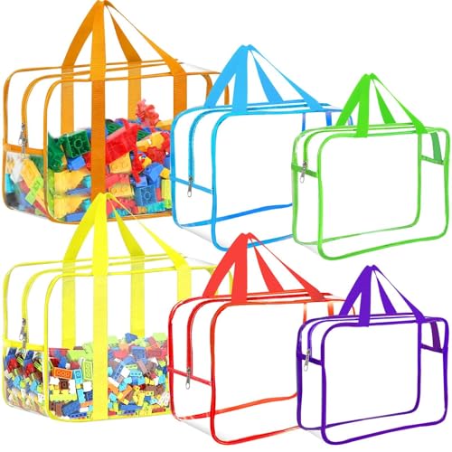 6 Color Toy Storage Bags with Labels, Reusable Clear PVC Board Game Storage, Travel Waterproof Organizer Bags with Zipper Large Capacity (L, XL, XXL) - color: Multicolor, size: Large, X-Large, XX-Large