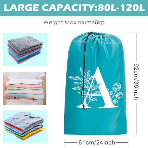 Sylfairy 2 Pack Extra Large Travel Laundry Bag, Dirty Clothes Organizer with Drawstring,Heavy Duty Travel Laundry Bags - color: Letter A