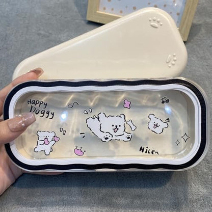 Cute hard shell bow glasses case cat transparent glasses case sunglasses glasses Size is 6.9 x 3.2 x 1.2inches - color: Case - Dog