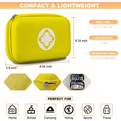 276PCS Hiking First Aid Kit for Home Personal Emergency Supplies Compact Bag for Backpack, First Aid Essentials Survival Kit for Business Travel Car Yellow AMORNING - style: 276Pcs-Yellow