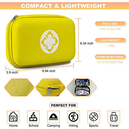 276PCS Hiking First Aid Kit for Home Personal Emergency Supplies Compact Bag for Backpack, First Aid Essentials Survival Kit for Business Travel Car Yellow AMORNING - style: 276Pcs-Yellow
