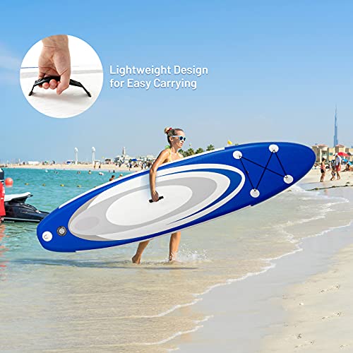 Goplus Inflatable Stand up Paddle Board, 10'/10.5'/11' SUP 6" Thick with Premium Accessories, Adjustable Aluminum Paddle, Leash, Carry Bag, Hand Pump, Removable Fin, ISUP for Adults - size: 11 FT, style: Navy