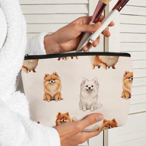 Pomeranian Dog Makeup Bag, Pomeranian Lovers Gifts Cosmetic Bag for Women, Dog Mom Lovers Owner Gifts for Women Christmas, Pet Lover Gift Zipper Travel Makeup Pouch for Purse - color: pomeranian