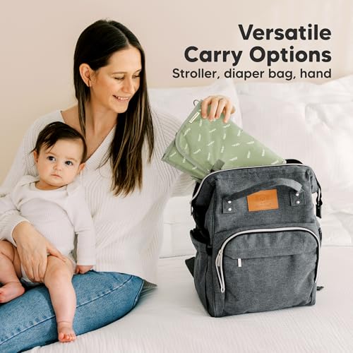 KeaBabies Portable Diaper Changing Pad, Travel, Car - Large Waterproof Baby Changing Mat, Wipeable, Padded, On The Go Travel Diaper Clutch Bag, Easy to Use Pockets for Newborn Essentials (Acacia) - color: Acacia