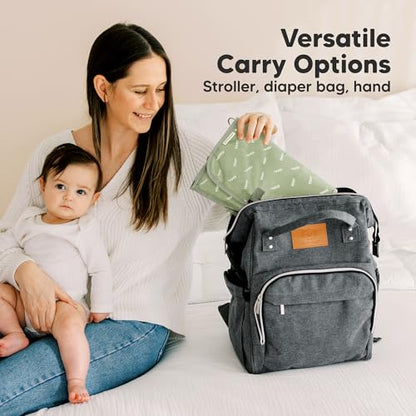 KeaBabies Portable Diaper Changing Pad, Travel, Car - Large Waterproof Baby Changing Mat, Wipeable, Padded, On The Go Travel Diaper Clutch Bag, Easy to Use Pockets for Newborn Essentials (Acacia) - color: Acacia