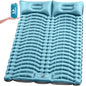 Double Sleeping Pad for Camping - Ultralight Camping Mattress with Pillow, Built-in Foot Pump, Compact Inflatable 2-Person Portable Mat for Backpacking, Hiking, Car Traveling, Beach, Tent - color: Light Blue