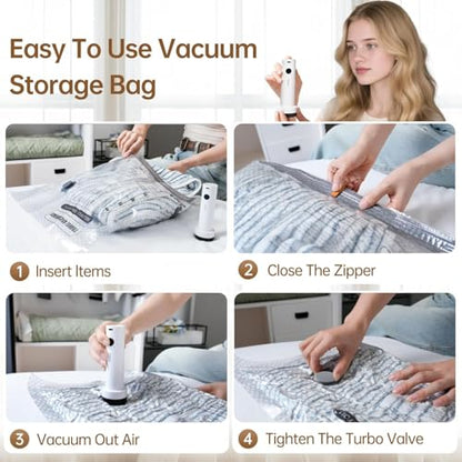 Travel Vacuum Bags for Clothing with Rechargeable Electric Pump - Portable Space Saver Bags for Travel & Home - Vacuum Compression Packing Seal for Clothes, Blankets, Seasonal Storage 12 Combo Set - size: 12 Combo Travel Bag + Pump