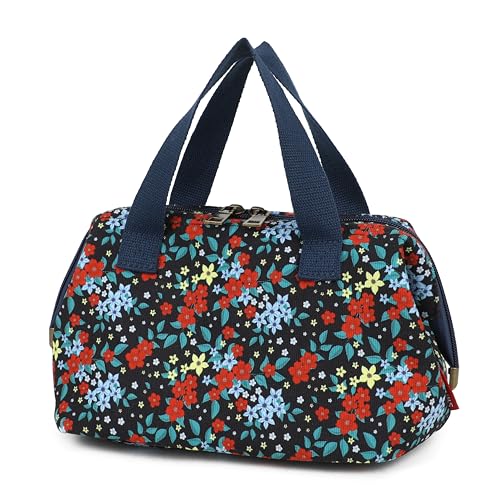 Makeup Bag Cosmetic Bag For Women Girl Travel Makeup Bag Toilet Bag Zipper Organizer Bag Waterproof - color: Corduroy Floral black with red