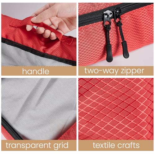 Packing Cubes Travel Storage Set, 5 Piece Luggage Organizer Bags, Multi-Color Compression Bags for Clothes, 15.7x12.2x3.9 Inch