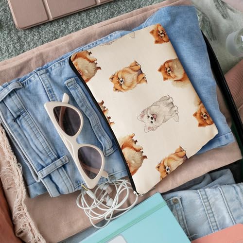 Pomeranian Dog Makeup Bag, Pomeranian Lovers Gifts Cosmetic Bag for Women, Dog Mom Lovers Owner Gifts for Women Christmas, Pet Lover Gift Zipper Travel Makeup Pouch for Purse - color: pomeranian