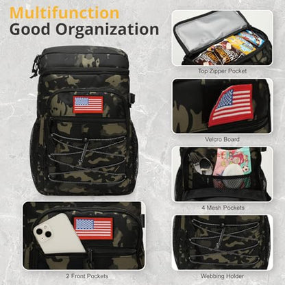 25L Backpack Cooler Keep All Drink Cold for Long Periods of Time Cooler Backpack Insulated Waterproof Portable High Durability Small Cooler Backpack with Compartment for Hiking Camping Beach - color: Black Camo
