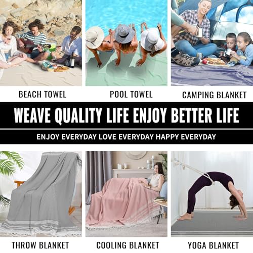 Large Throw Blanket Yoga Blanket Turkish Beach Towel Mens Birthday Gift Ideas Dad Father Day Husband Brother Uncle Boyfriend Male Boss Grandpa Him Appreciation Thank You Retirement 60th 50th 40th 30th - color: Dark Grey, size: Giant Large 82''x88''