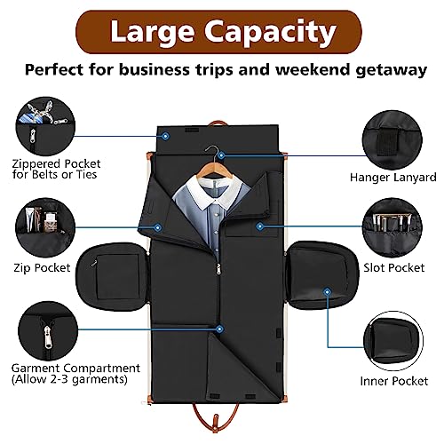 Convertible 2-in-1 Garment Bags for Travel, 50L Carry On Garment Duffle Bag With Shoe Compartment Large Weekender Bag for Women Men Hanging Suitcase Suit Travel Duffel Overnight Bags - color: 1-Off White