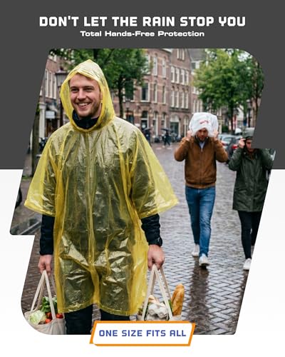 Hagon PRO Disposable Rain Ponchos for Adults (5 Pack) - color: Yellow (5 Pack)