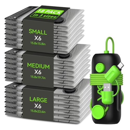 Vacuum Bags for Travel - USB Electric Pump, 18 Pack Carry-on Size Vacuum Seal Bags for Clothing - Space Saver Vacuum Storage Bags for Luggage, Travel Essentials. - style: 18 bags + USB pump
