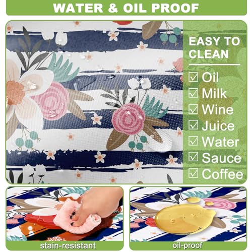 Fitted Picnic Table Cover with Bench Covers Set, Waterproof Lightweight Rectangle 72in Folding Table Cloths Canopy Shade Slipcover Cool Unique Fun Camping Gift for Camper Women Men Family Rv Owners - color: Blue White Stripes Flowers, size: 72in