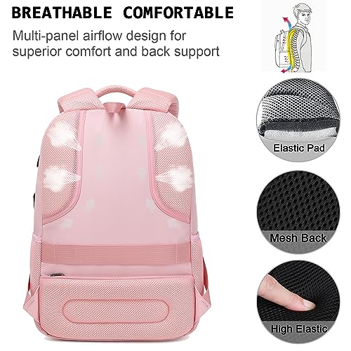 Volher Laptop Backpack,Business Travel Anti Theft Slim Durable Laptops Backpack,Water Resistant College Computer Bag for Women & Men Fits 15.6 Inch Laptop and Notebook-Light Pink - color: Light Pink, size: 15.6 Inch, style: Laptop