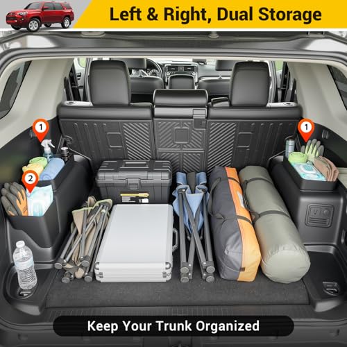 Rear Trunk Organizer for 2010-2024 Toyota 4Runner 5-Seat 2nd Row Accessories, Storage Bin Trunk Side Storage Box Cargo Tray for 10-24 4 Runner(3Pcs Left+Upper Side,Not for 7-Seat) - color: 10-24 4Runner 5-Seat(3pcs Left+Upper)