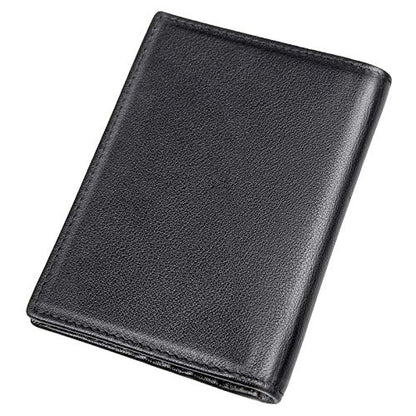Polare Men's Slim RFID Blocking Leather Passport Holder Travel Bifold Wallet (Black) - color: Black