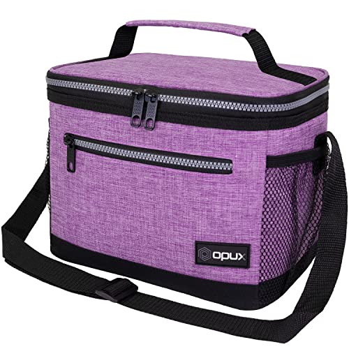 opux Insulated Lunch Box Men Women, Lunch Bag for Work School, Leakproof Soft Cooler Tote Adult, Large Lunch Pail Kids Boys Girls, Picnic Beach Food Bag with Shoulder Strap, Purple - color: Heather Purple, size: Medium
