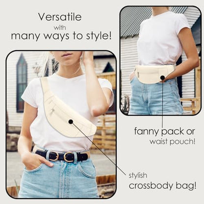MAXTOP Large Crossbody Fanny Pack with 4-Zipper Pockets,Gifts for Enjoy Sports Festival Workout Traveling Running Casual Hands-Free Wallets Waist Pack Phone Bag Carrying All Phones - color: Apricot, style: Large Fanny Pack(4 Zipper Pockets)