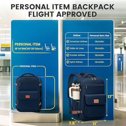 MATEIN Personal Item Travel Backpack, Lightweight Frontier Personal Item Bag with Shoe Compartment 15.6 inch Water Resistant Travel Laptop Backpack Airline Approved Underseat Backpacks for Women, Blue - color: Blue