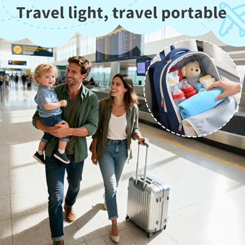 Omzer Baby Toddler Airplane Bed - Flyaway Kids Airplane Bed for Toddler Airplane Seat Extender for Kids with 2 Pockets and Toys Portable Lightweight Baby Travel Essential Footrest for Flights - Blue
