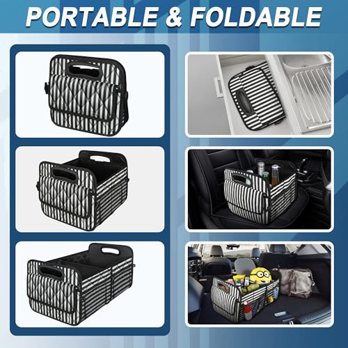 Deosk Trunk Organziers and Storage with Reinforced Handles,Car Accessories for Women/Men 50L Waterproof Polyester Trunk Organzier for Car/SUV/Minivan/Truck(Medium,Stripe) - color: Stripe, size: Medium