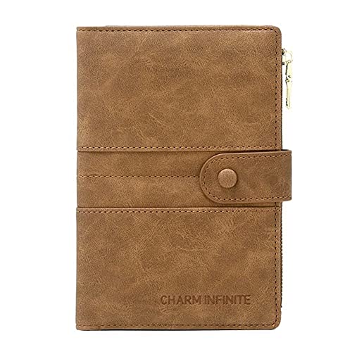 Mudono Passport and Card Holder for Women RFID Blocking Card Case Slim Travel Wallet Change Purse with Vaccine Card Slot - color: Brown