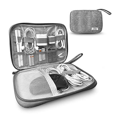 Electronics Charger Organizer - Travel Cable Case for Cords, Chargers, and Tech Accessories - color: Grey