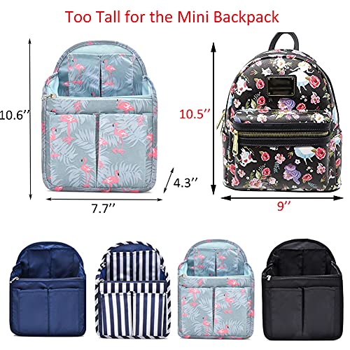 HOYOFO Mini Backpack Organizer Insert Small Bag Divider for Rucksack Purse Lightweight Nylon Shoulder Bag Organizer Insert, Navy Blue - color: Navy Blue