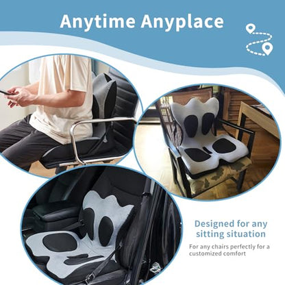 Ergonomic Back and Seat Cushions, Lumbar Support with Detachable Cover, for Back Posture and Pain Relief, Home Office Chair Alien