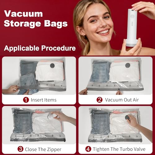 Rechargeable Wireless Pump Travel Storage Bags Set, 15 Combo (5XS/5S/5M) Portable Space Saver Bags for Travel & Home, Vacuum Compression Packing Seal for Clothes, Blankets, Home Seasonal Storage - size: 15 Combo (5XS/5S/5M)