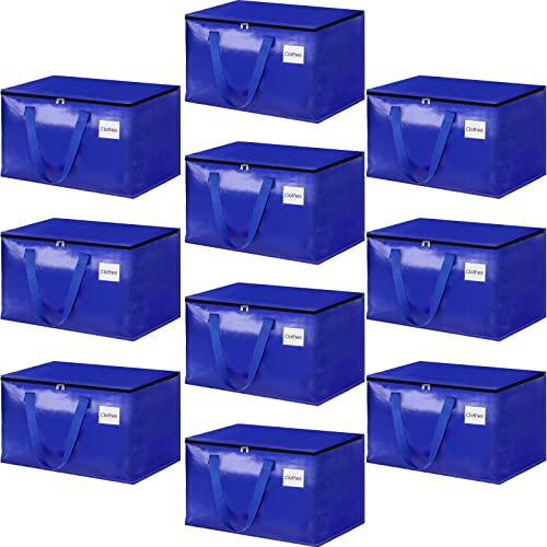 HomeHacks Moving Bags Heavy Duty with Strong Zippers and Handles Collapsible Moving Supplies, Storage Totes for Packing & Moving Storing 125L,10-Pack, Blue - size: 125L-10 Packs